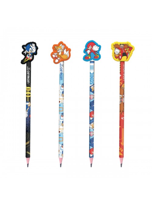 Lapis HB com Borracha na Ponta Sonic Kit com 4 Unidades Papelaria Fofa