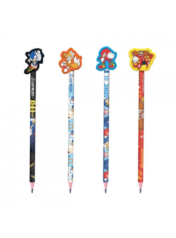 Lapis HB com Borracha na Ponta Sonic Kit com 4 Unidades Papelaria Fofa