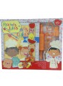 Livro Kit Pequenos Chefs - Livro de Receitas, Cortadores, Chapéu do Chefe, Rolo, Espátula e Avental