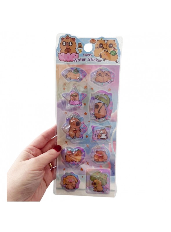 Adesivos Fofos Capivara 3D Especial Lembrancinha Papelaria Fofa