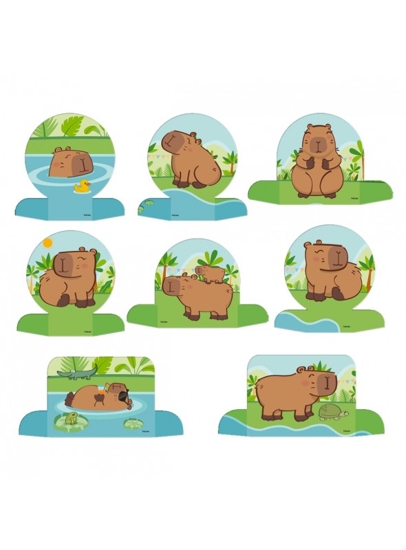 Decoração de Mesa Festa Capivara Fofa 8 Unidades