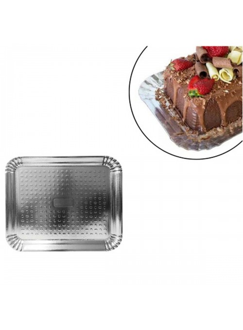 Bandeja Laminada Retangular Prata B5 40x33cm 1 Unidade
