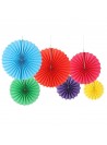 Leque de Papel Decorativo Colorido Happy Kit 6 Unidades