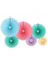 Leque de Papel Decorativo Colorido Candy Kit 6 Unidades