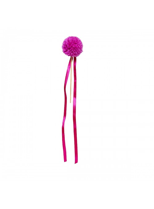 Topo de Bolo Pompom Fitilhos Rosa Pink