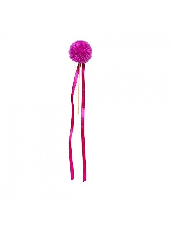 Topo de Bolo Pompom Fitilhos Rosa Pink