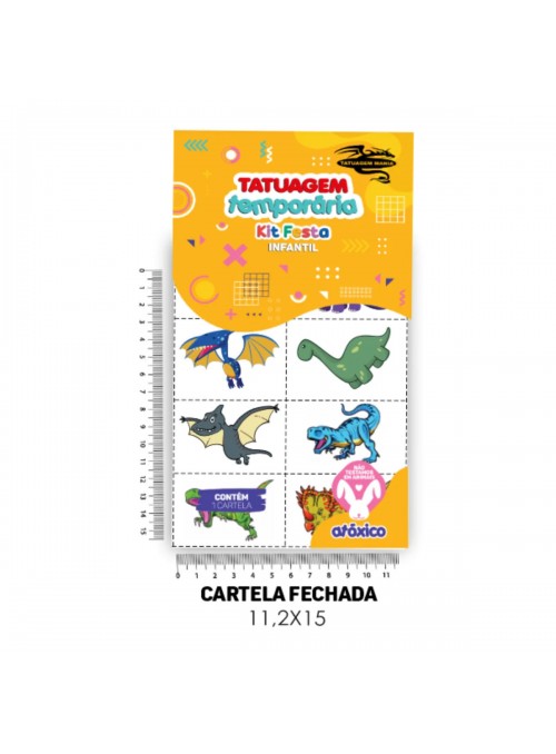 Lembrancinha Tatuagem de Pele Temporária Festa Dinossauros 16 Unidades