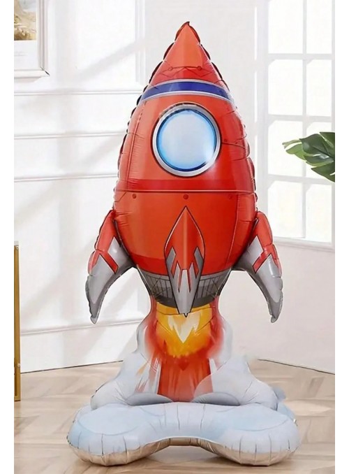 Balão Metalizado 4d Foguete Com Base 46 X 88cm Importado