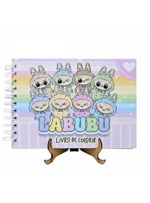Livro De Colorir Labubu 52 Páginas 180g Capa Dura Holográfica