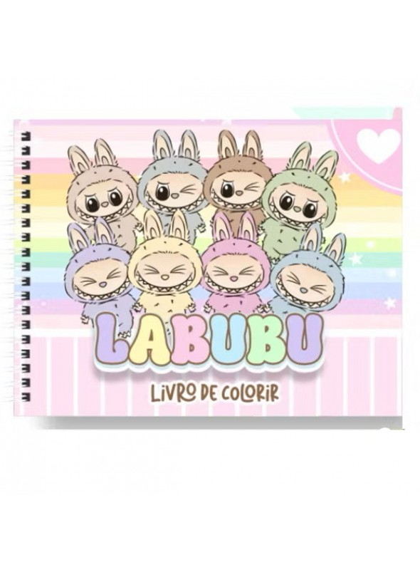 Livro De Colorir Labubu 52 Páginas 180g Capa Dura Holográfica