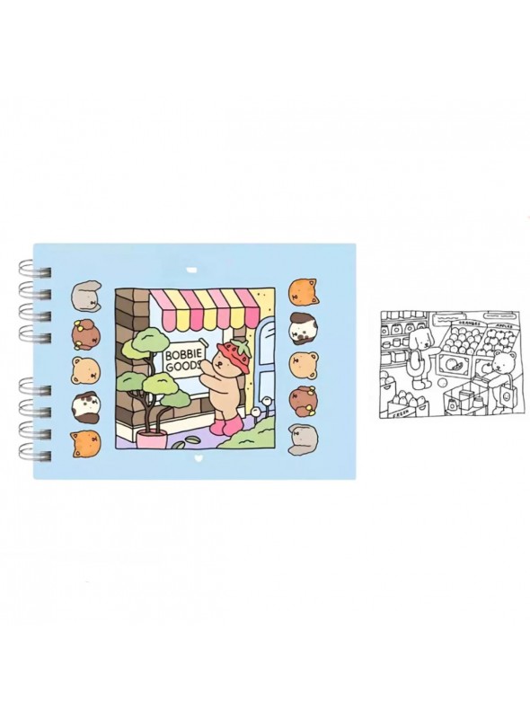 Livro De Colorir Bobbie Goods Azul Capa Dura 50 Páginas 120g Relaxamento E Criatividade
