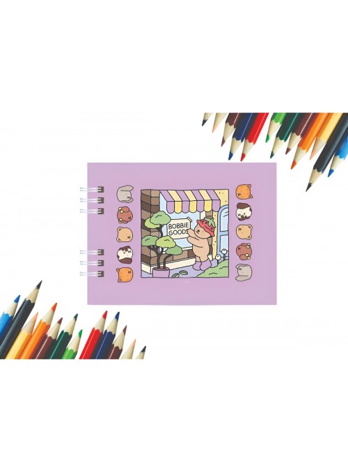 Livro De Colorir Bobbie Goods Lilás Capa Dura 50 Páginas 120g Relaxamento E Criatividade