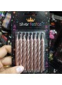 Velas de Bolo Aniversário Espiral Rosé Gold – 8 unidades