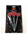 Vela de Aniversário 3 Corações Glitter Vermelho Silver Festas