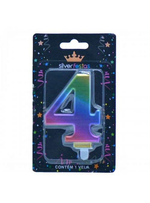 Vela de Aniversário Wave Colorida Número 4 – 1 unidade