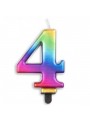 Vela de Aniversário Wave Colorida Número 4 – 1 unidade