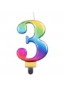 Vela de Aniversário Wave Colorida Número 3 – 1 unidade
