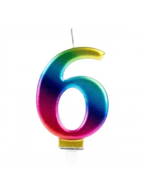 Vela de Aniversário Wave Colorida Número 6 – 1 unidade