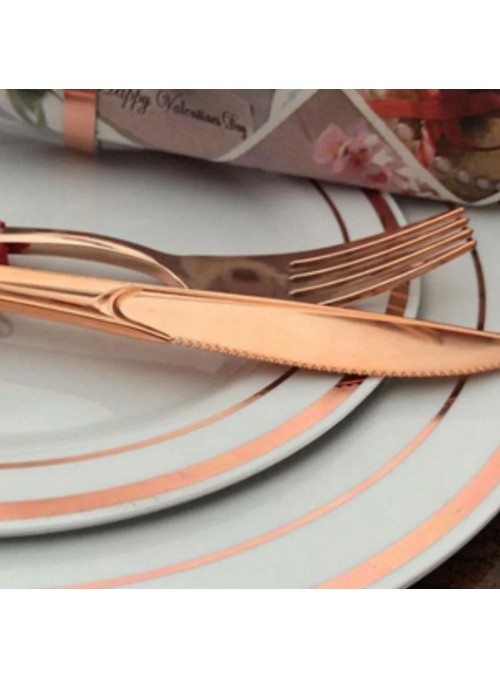 Pratos Refeição Descartáveis de Luxo Rose Gold – 6 unidades