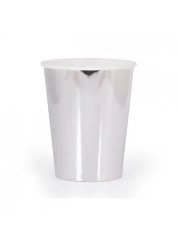Copos Descartáveis de Papel Liso Prata – 10 unidades