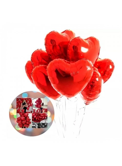 Balão Metalizado Coração Vermelha 18 Polegadas 45cm Cromus Balloons