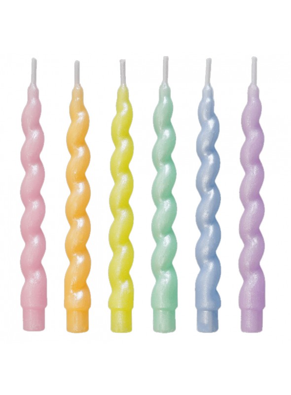 Vela De Aniversário Palito Espiral Candy Colors 6 Unidades