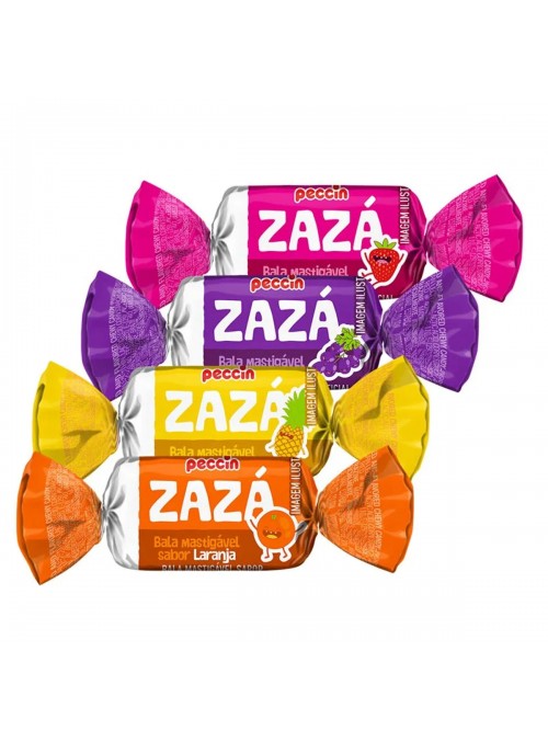 Bala Mastigável Zazá 400g Sabores de Frutas Sortidas Guloseimas