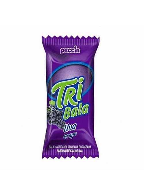 Bala Tri Bala Mastigável Recheada Crocante Uva 500g