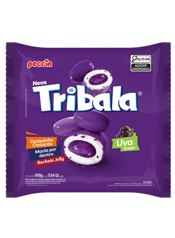 Bala Tri Bala Mastigável Recheada Crocante Uva 500g