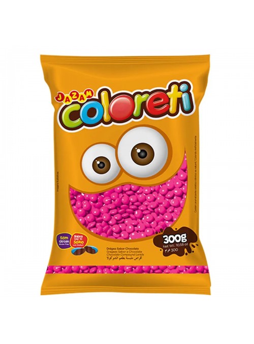 Coloreti Rosa Confeito Sabor Chocolate 300g Pastilhas Confeitadas