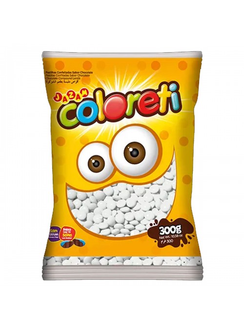 Coloreti Branco Confeito Sabor Chocolate 300g Pastilhas Confeitadas