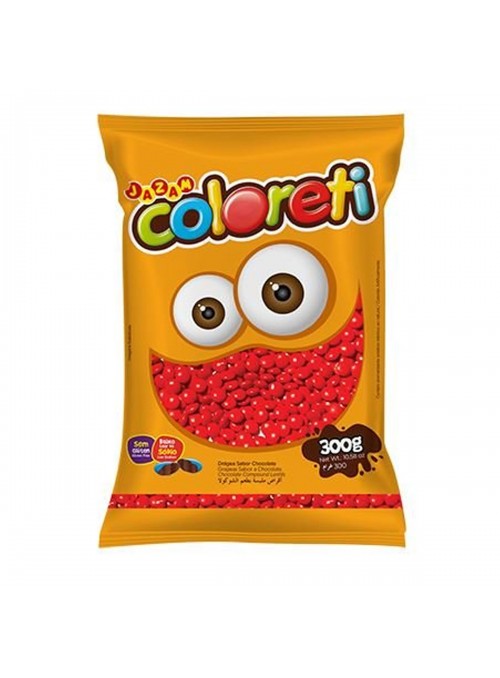 Coloreti Vermelho Confeito Sabor Chocolate 300g Pastilhas Confeitadas
