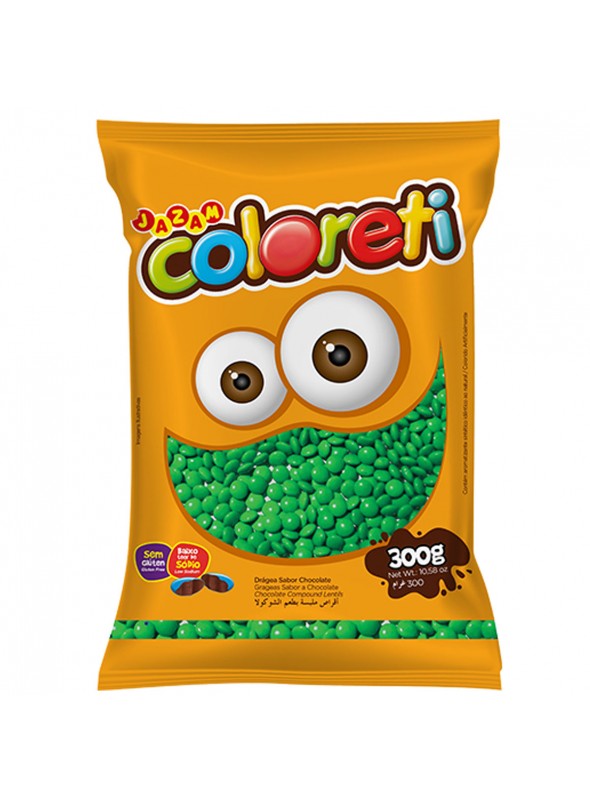 Coloreti Verde Confeito Sabor Chocolate 300g Pastilhas Confeitadas