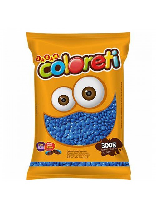 Coloreti Azul Confeito Sabor Chocolate 300g Pastilhas Confeitadas