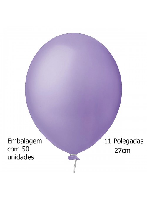 Balão de Látex Lilás Liso 11 Polegadas 27cm 50 Unidades