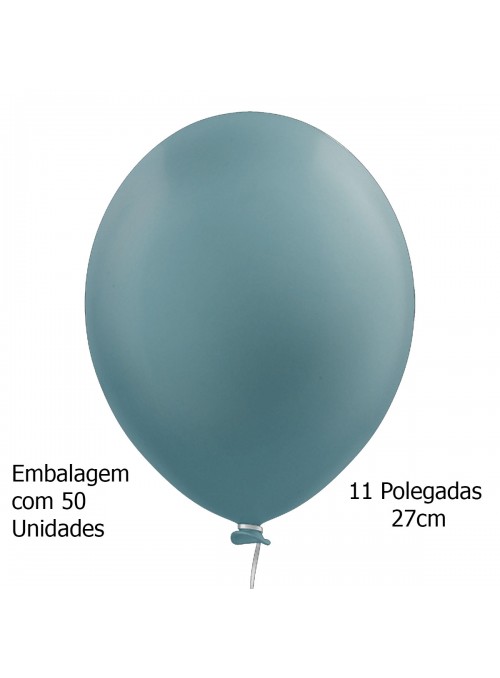 Balão de Látex Azul Tiffany Liso 11 Polegadas 27cm 50 Unidades