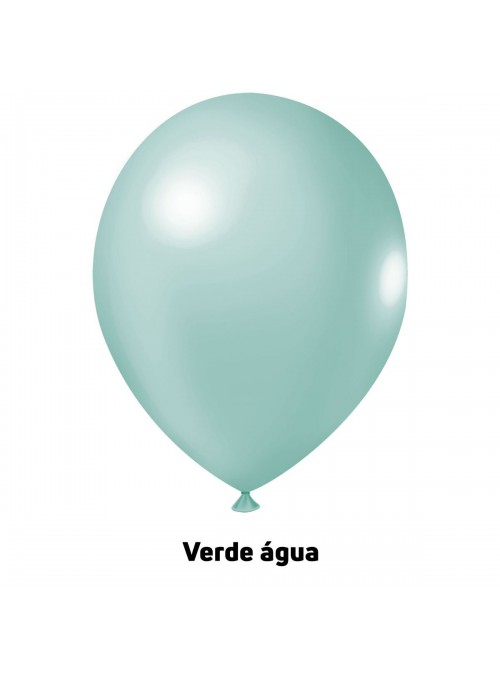 Balão de Látex Verde Água Liso 11 Polegadas 27cm 50 Unidades