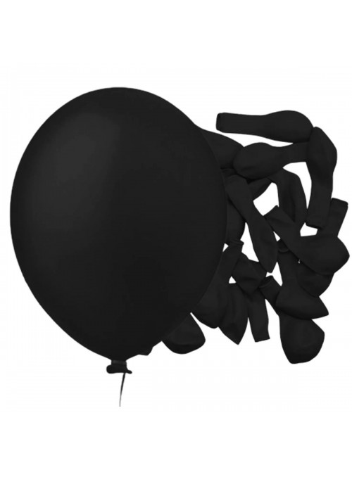 Balão de Látex Preto Liso 11 Polegadas 27cm 50 Unidades