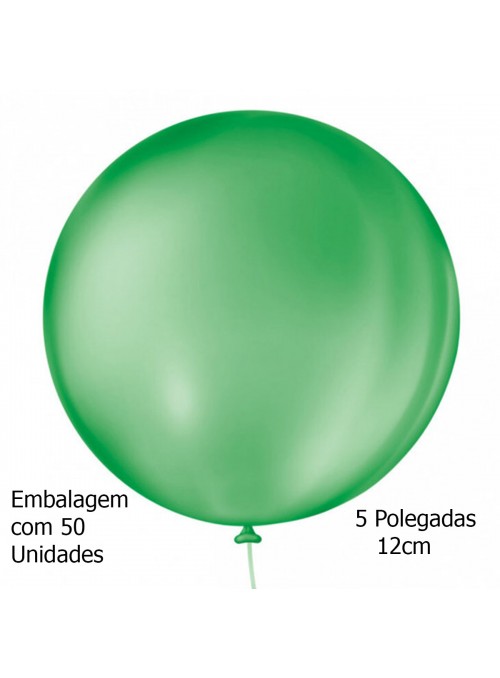 Balão de Látex Verde Bandeira Liso 5 Polegadas 12cm 50 Unidades