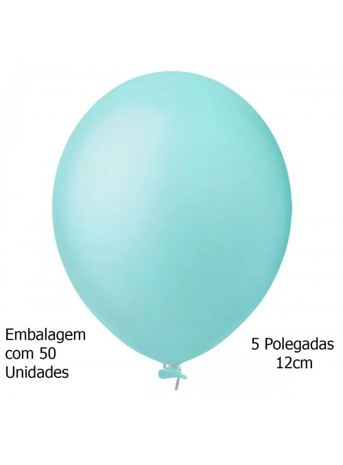 Balão de Látex Azul Tiffany Candy Liso 5 Polegadas 12cm 50 Unidades
