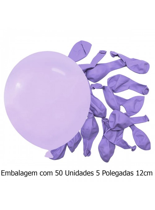 Balão de Látex Lilás Bebe Candy Liso 5 Polegadas 12cm 50 Unidades