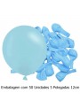 Balão de Látex Azul Claro Candy Liso 5 Polegadas 12cm 50 Unidades
