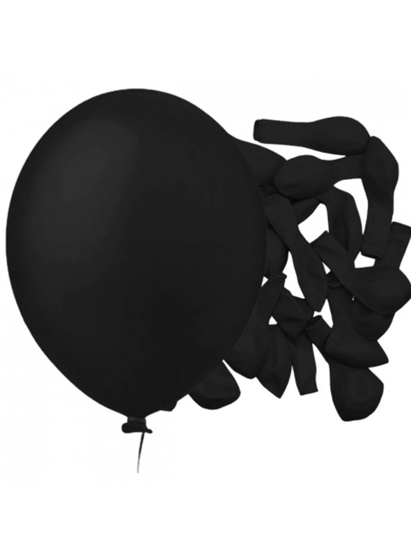 Balão de Látex Preto Liso 5 Polegadas 12cm 50 Unidades