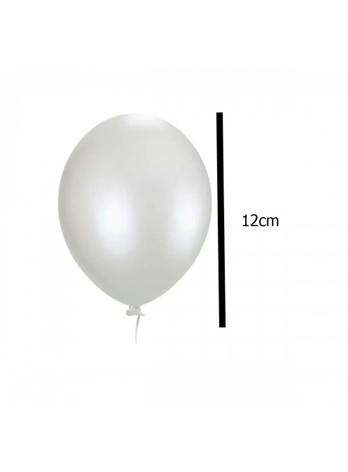 Balão de Látex Branco Perolizado Liso 5 Polegadas 12cm 25 Unidades
