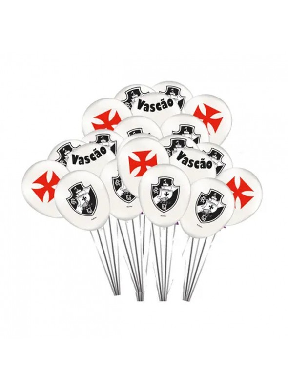Balão de Látex Futebol Vasco da Gama 9 Polegadas 23cm Festcolor 25 Unidades