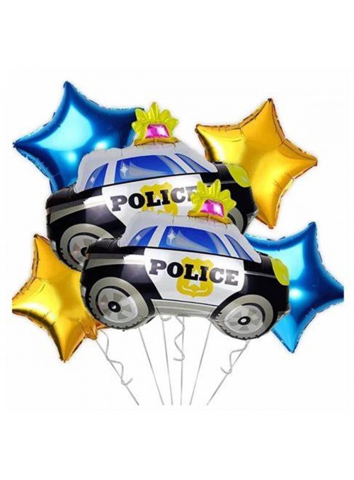 Balão Metalizado Carro de Policia 50 x 48cm Flutua com Gás Hélio