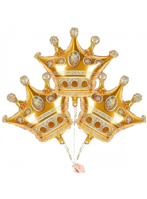 Balão Metalizado Coroa Dourada 73 X 69cm Festa Princesa