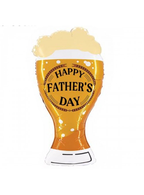 Balão Metalizado Feliz Dia Dos Pais Chopp Cerveja 43x82cm