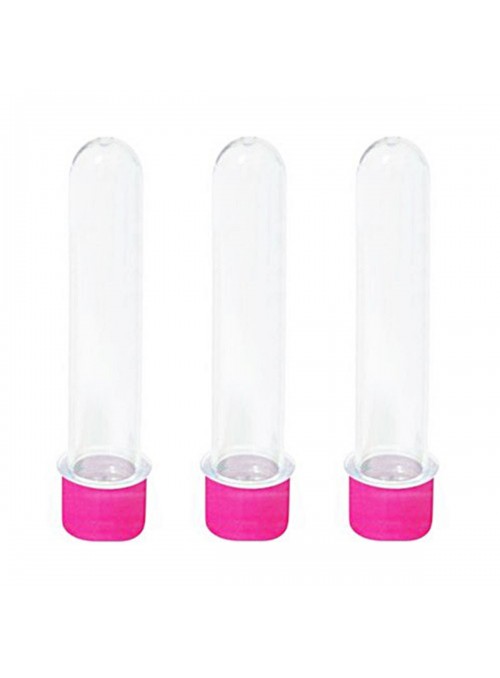 Lembrancinha Tubete Transparente E Rosa Pink 13cm 12 Unidades