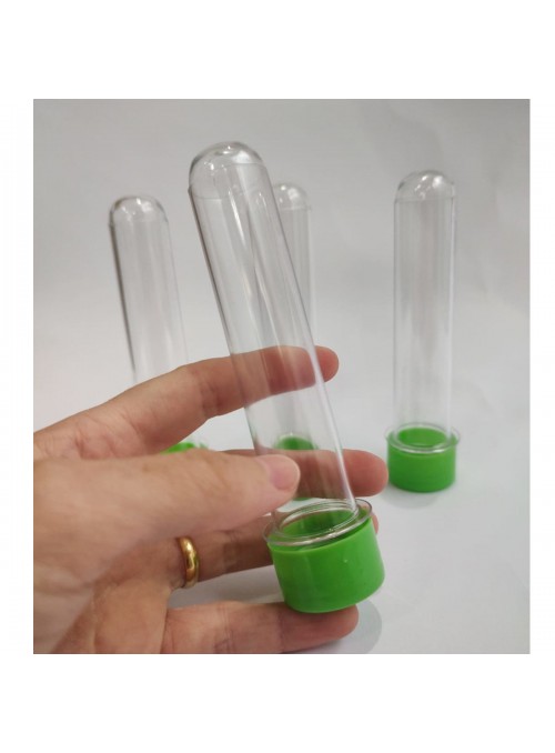 Lembrancinha Tubete Transparente E Verde Claro 13cm 12 Unidades